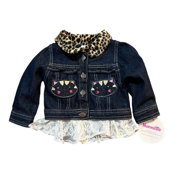 Nannette Kids Jean Jacket and matching Kitty Top Size 12M - Picture 1 of 9